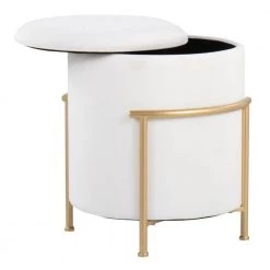 Rhonda Cream Velvet and Gold Metal Storage Ottoman by Lumisource -Cheap Lumisource Store cream velvet gold metal lumisource ottomans otstor rhonda auvcr 77 1000