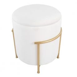 Rhonda Cream Velvet and Gold Metal Storage Ottoman by Lumisource -Cheap Lumisource Store cream velvet gold metal lumisource ottomans otstor rhonda auvcr a0 1000