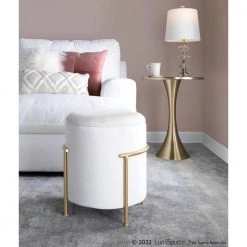Rhonda Cream Velvet and Gold Metal Storage Ottoman by Lumisource -Cheap Lumisource Store cream velvet gold metal lumisource ottomans otstor rhonda auvcr c3 1000