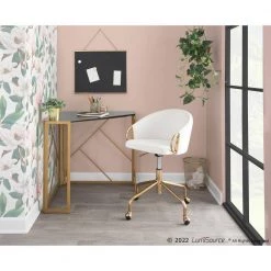 Claire Cream Velvet and Gold Metal Task Chair by Lumisource -Cheap Lumisource Store cream velvet gold metal lumisource task chairs oc claire auvcr 31 1000