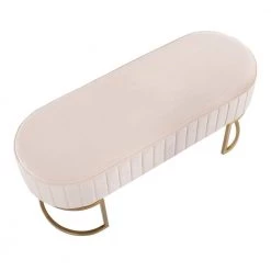 Demi Cream Velvet and Gold Steel Pleated Bench (16.5 in. x 41 in. x 16 in. ) by Lumisource 9 Demi Cream Velvet and Gold Steel Pleated Bench (16.5 in. x 41 in. x 16 in. ) by Lumisource -Cheap Lumisource Store cream velvet gold steel lumisource bedroom benches bc demiplt auvcr a0 1000