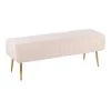 Marla Cream Velvet and Gold Steel Pleated Bench (18.5 in. x 50.5 in. x 18 in. ) by Lumisource -Cheap Lumisource Store cream velvet gold steel lumisource bedroom benches bc marlaplt auvcr 64 1000