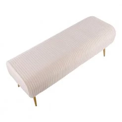 Marla Cream Velvet and Gold Steel Pleated Bench (18.5 in. x 50.5 in. x 18 in. ) by Lumisource -Cheap Lumisource Store cream velvet gold steel lumisource bedroom benches bc marlaplt auvcr a0 1000