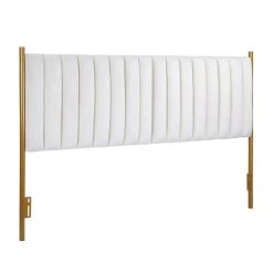 Chloe Cream Velvet and Gold Steel King Upholstered Headboard by Lumisource