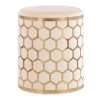 Honeycomb Cream Velvet and Gold Steel Ottoman by Lumisource