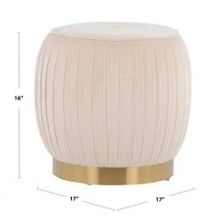 Tania Cream Velvet and Gold Steel Ottoman by Lumisource -Cheap Lumisource Store cream velvet gold steel lumisource ottomans ot tania auvcr c3 1000