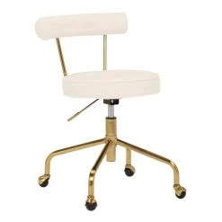Rhonda Cream Velvet and Gold Steel Task Chair by Lumisource