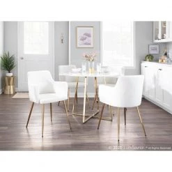 Andrew Cream Velvet and Gold Metal Dining Chair (Set of 2) by Lumisource -Cheap Lumisource Store cream velvet lumisource dining chairs ch andrw auvcr2 31 1000