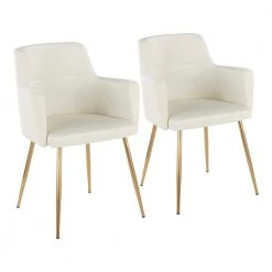 Andrew Cream Velvet and Gold Metal Dining Chair (Set of 2) by Lumisource