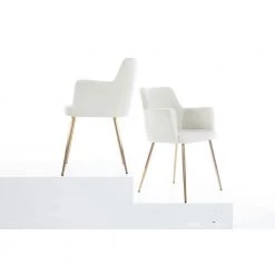 Andrew Cream Velvet and Gold Metal Dining Chair (Set of 2) by Lumisource -Cheap Lumisource Store cream velvet lumisource dining chairs ch andrw auvcr2 c3 1000