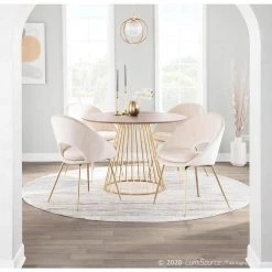 Metro Cream Velvet and Gold Dining Chair (Set of 2) by Lumisource -Cheap Lumisource Store cream velvet lumisource dining chairs ch metro au vcr2 31 1000