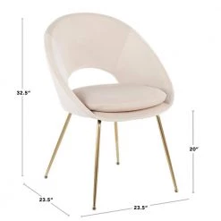 Metro Cream Velvet and Gold Dining Chair (Set of 2) by Lumisource -Cheap Lumisource Store cream velvet lumisource dining chairs ch metro au vcr2 4f 1000