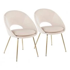 Metro Cream Velvet and Gold Dining Chair (Set of 2) by Lumisource
