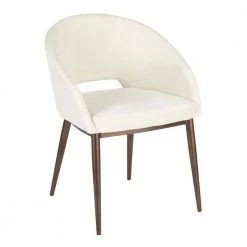 Renee Cream Velvet Dining Chair with Copper Metal Legs by Lumisource