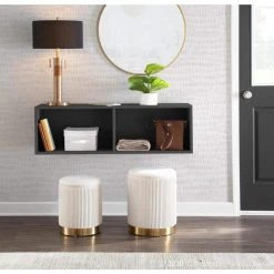 Marla Pleated Nesting Cream Velvet and Gold Ottoman Set by Lumisource -Cheap Lumisource Store cream velvet lumisource ottomans ot marla plt vcr 31 1000