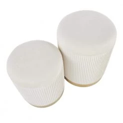 Marla Pleated Nesting Cream Velvet and Gold Ottoman Set by Lumisource -Cheap Lumisource Store cream velvet lumisource ottomans ot marla plt vcr a0 1000