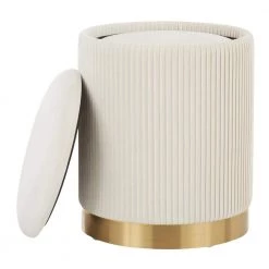 Marla Pleated Nesting Cream Velvet and Gold Ottoman Set by Lumisource -Cheap Lumisource Store cream velvet lumisource ottomans ot marla plt vcr c3 1000
