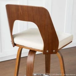 Trilogy 24 in. Walnut and Cream Faux Leather Counter Stool (Set of 2) by Lumisource -Cheap Lumisource Store cream walnut lumisource bar stools b24 trilor wlcr2 4f 1000