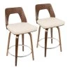 Trilogy 24 in. Walnut and Cream Faux Leather Counter Stool (Set of 2) by Lumisource 2 Trilogy 24 in. Walnut and Cream Faux Leather Counter Stool (Set of 2) by Lumisource -Cheap Lumisource Store cream walnut lumisource bar stools b24 trilor wlcr2 64 1000