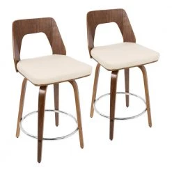 Trilogy 24 in. Walnut and Cream Faux Leather Counter Stool (Set of 2) by Lumisource