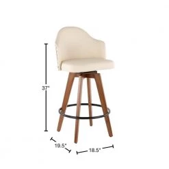 Ahoy 26 in. Walnut and Cream Faux Leather Counter Stool with Nailhead Trim by Lumisource 12 Ahoy 26 in. Walnut and Cream Faux Leather Counter Stool with Nailhead Trim by Lumisource -Cheap Lumisource Store cream walnut lumisource bar stools b26 ahoy wl cr 40 1000