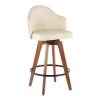 Ahoy 26 in. Walnut and Cream Faux Leather Counter Stool with Nailhead Trim by Lumisource -Cheap Lumisource Store cream walnut lumisource bar stools b26 ahoy wl cr 64 1000