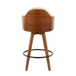 Ahoy 26 in. Walnut and Cream Faux Leather Counter Stool with Nailhead Trim by Lumisource 14 Ahoy 26 in. Walnut and Cream Faux Leather Counter Stool with Nailhead Trim by Lumisource -Cheap Lumisource Store cream walnut lumisource bar stools b26 ahoy wl cr 66 1000