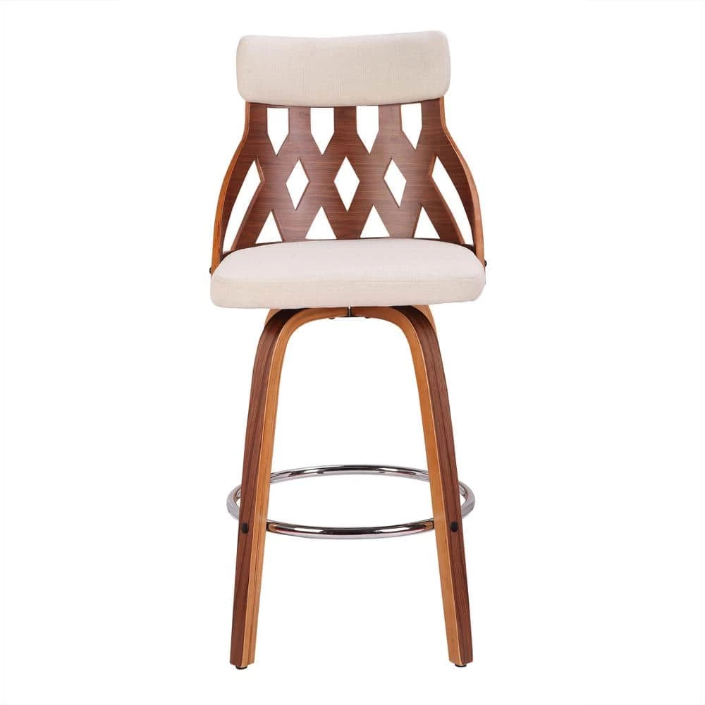 York 26 in. Walnut and Cream Swivel Counter Stool by Lumisource 7 York 26 in. Walnut and Cream Swivel Counter Stool by Lumisource - Image 5