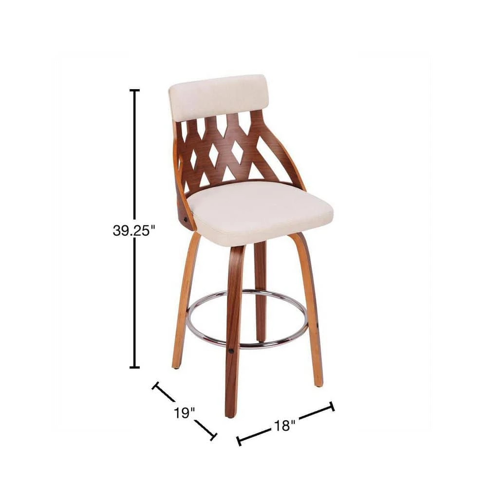 York 26 in. Walnut and Cream Swivel Counter Stool by Lumisource 5 York 26 in. Walnut and Cream Swivel Counter Stool by Lumisource - Image 3