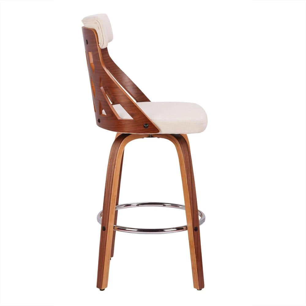 York 26 in. Walnut and Cream Swivel Counter Stool by Lumisource 8 York 26 in. Walnut and Cream Swivel Counter Stool by Lumisource - Image 6