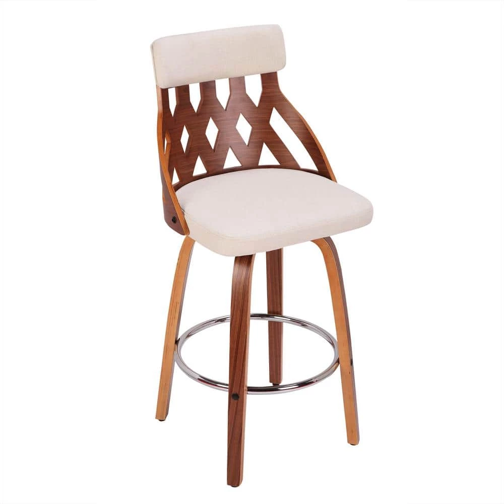 York 26 in. Walnut and Cream Swivel Counter Stool by Lumisource 6 York 26 in. Walnut and Cream Swivel Counter Stool by Lumisource - Image 4
