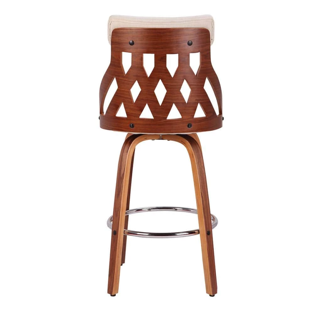 York 26 in. Walnut and Cream Swivel Counter Stool by Lumisource 4 York 26 in. Walnut and Cream Swivel Counter Stool by Lumisource - Image 2