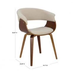 Vintage Mod Walnut and Cream Dining/Accent Chair by Lumisource -Cheap Lumisource Store cream walnut wood lumisource dining chairs ch vmonl wl cr 40 1000