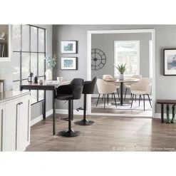 Boyne Industrial Adjustable Dark Grey Upholstered Bar Stool by Lumisource -Cheap Lumisource Store dark gray black lumisource bar stools bs boyneup bkdgy 31 1000