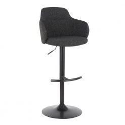 Boyne Industrial Adjustable Dark Grey Upholstered Bar Stool by Lumisource