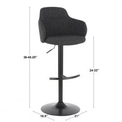 Boyne Industrial Adjustable Dark Grey Upholstered Bar Stool by Lumisource -Cheap Lumisource Store dark gray black lumisource bar stools bs boyneup bkdgy c3 1000