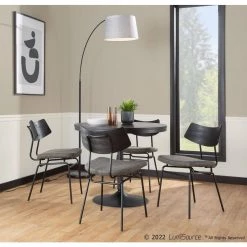 Walker Dark Grey Faux Leather & Black Metal with Black Wood Side Dining Chair (Set of 2) by Lumisource -Cheap Lumisource Store dark grey faux leather black metal lumisource dining chairs ch walker bkgy2 31 1000