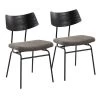 Walker Dark Grey Faux Leather & Black Metal with Black Wood Side Dining Chair (Set of 2) by Lumisource -Cheap Lumisource Store dark grey faux leather black metal lumisource dining chairs ch walker bkgy2 64 1000