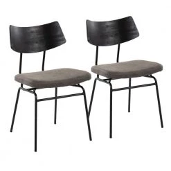 Walker Dark Grey Faux Leather & Black Metal with Black Wood Side Dining Chair (Set of 2) by Lumisource