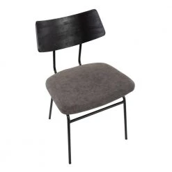 Walker Dark Grey Faux Leather & Black Metal with Black Wood Side Dining Chair (Set of 2) by Lumisource -Cheap Lumisource Store dark grey faux leather black metal lumisource dining chairs ch walker bkgy2 a0 1000