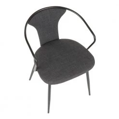 Waco Black Metal and Dark Grey Fabric Industrial Upholstered Chair by Lumisource -Cheap Lumisource Store dark grey lumisource dining chairs ch wacoup bkdgy a0 1000