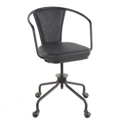 Oregon Industrial Dark Grey Faux Leather Upholstered Task Chair by Lumisource