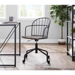 Riley Adjustable Dark Walnut Wood and Black Metal Office Chair with Arms by Lumisource 13 Riley Adjustable Dark Walnut Wood and Black Metal Office Chair with Arms by Lumisource -Cheap Lumisource Store dark walnut wood black metal lumisource task chairs oc riley bkbn 31 1000