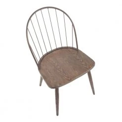 Riley Dark Walnut Wood and Bronze Metal High Back Dining Chair (Set of 2) by Lumisource -Cheap Lumisource Store dark walnut wood bronze metal lumisource dining chairs ch rileyhb bzbn2 a0 1000