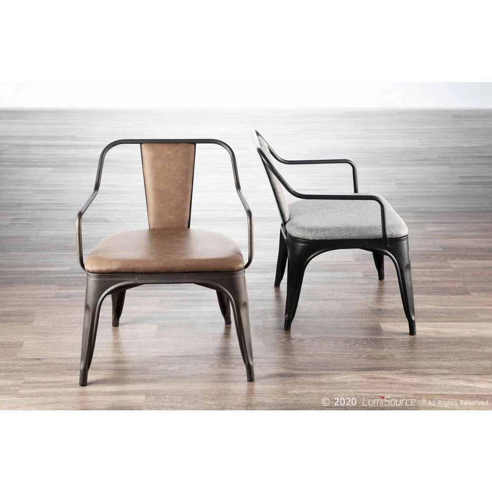 Oregon Faux Leather and Antique in Espresso Metal Accent Chair (Set of 2) by Lumisource 9 Oregon Faux Leather and Antique in Espresso Metal Accent Chair (Set of 2) by Lumisource - Image 7