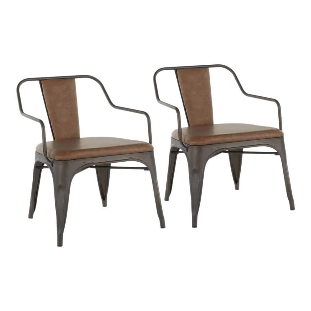 Oregon Faux Leather and Antique in Espresso Metal Accent Chair (Set of 2) by Lumisource 3 Oregon Faux Leather and Antique in Espresso Metal Accent Chair (Set of 2) by Lumisource