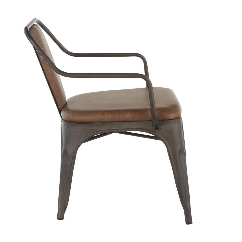 Oregon Faux Leather and Antique in Espresso Metal Accent Chair (Set of 2) by Lumisource 4 Oregon Faux Leather and Antique in Espresso Metal Accent Chair (Set of 2) by Lumisource - Image 2