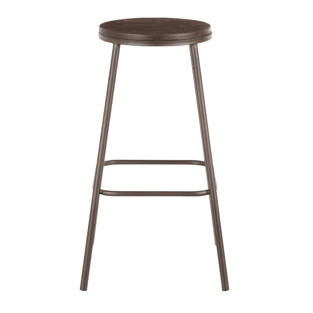 Clara Industrial Round 30 in. Antique Metal and Espresso Wood Bar Stool (Set of 2) by Lumisource 6 Clara Industrial Round 30 in. Antique Metal and Espresso Wood Bar Stool (Set of 2) by Lumisource - Image 4