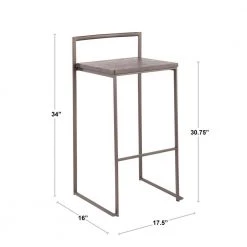 Fuji 30 in. Antique Stackable Bar Stool with Espresso Wood Seat (Set of 2) by Lumisource -Cheap Lumisource Store espresso antique lumisource bar stools b30 fuji anwde2 44 1000