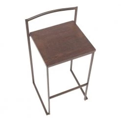 Fuji 30 in. Antique Stackable Bar Stool with Espresso Wood Seat (Set of 2) by Lumisource -Cheap Lumisource Store espresso antique lumisource bar stools b30 fuji anwde2 a0 1000